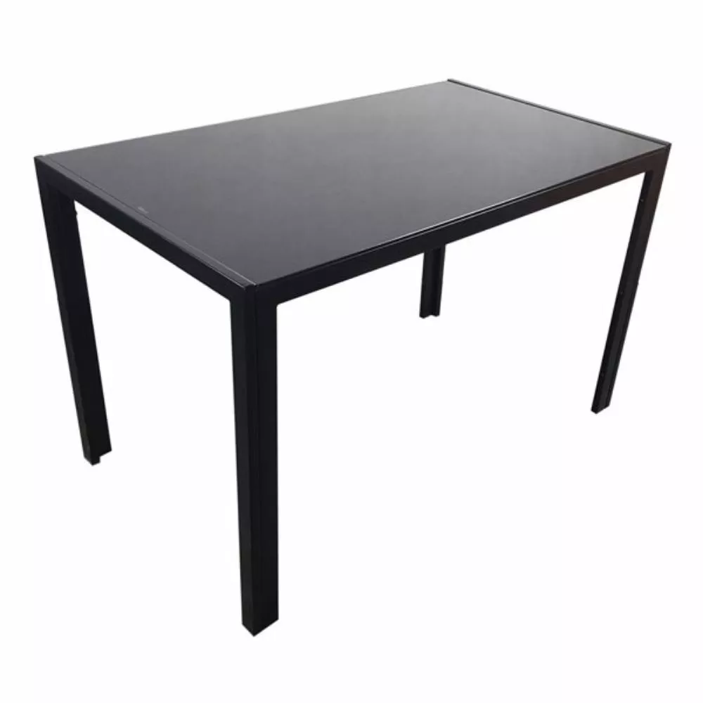 Rectangular Tempered Glass Table with Durable Iron Base