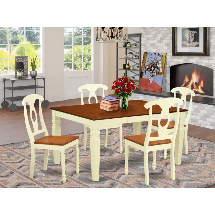 Rectangular Wood Dinette Table & Kitchen Chairs Set 5 Piece