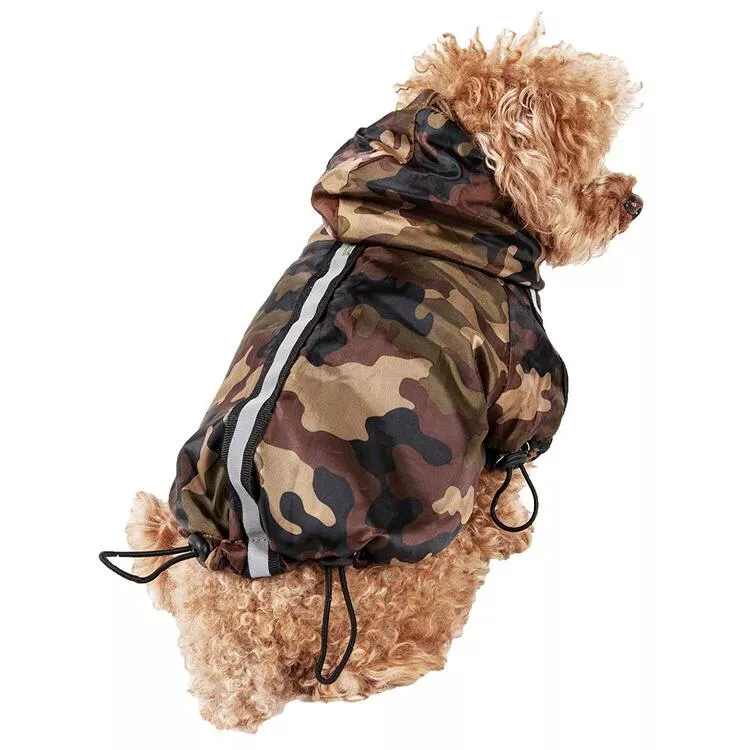 Reflective Weatherproof Pet Rain Jacket with Adjustable Hood & Sleeves