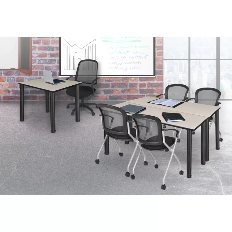 Regency Kee 36 in. Medium Square Breakroom Table- Maple Top, Black Legs