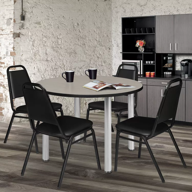 Regency Kee 48" Round Breakroom Table- Maple/ Chrome