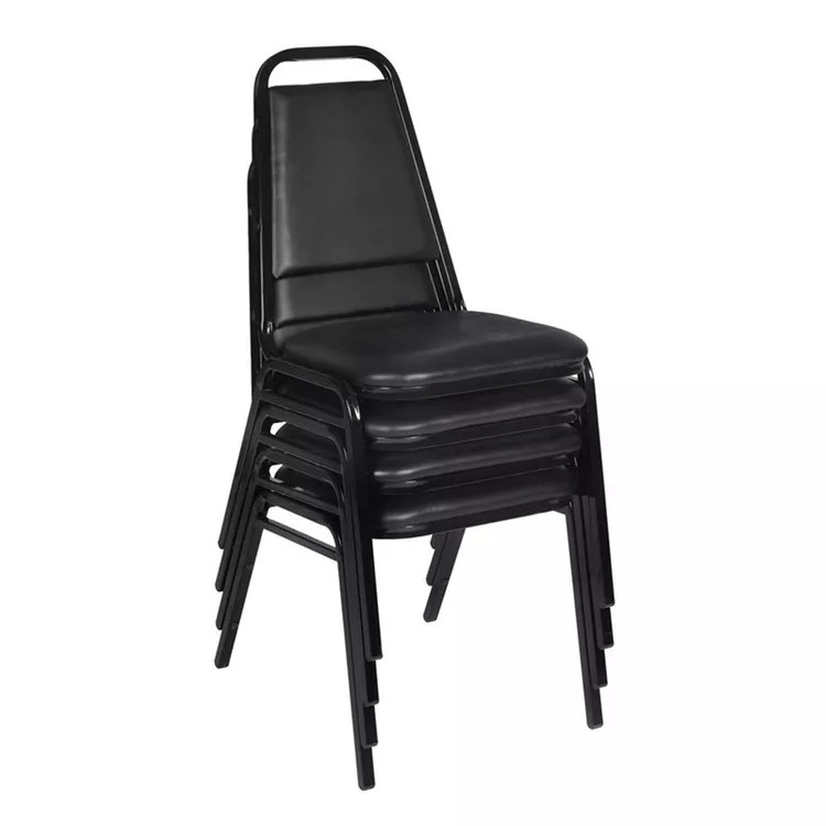 Regency Restaurant Stackable Chairs,4-Pack,Black
