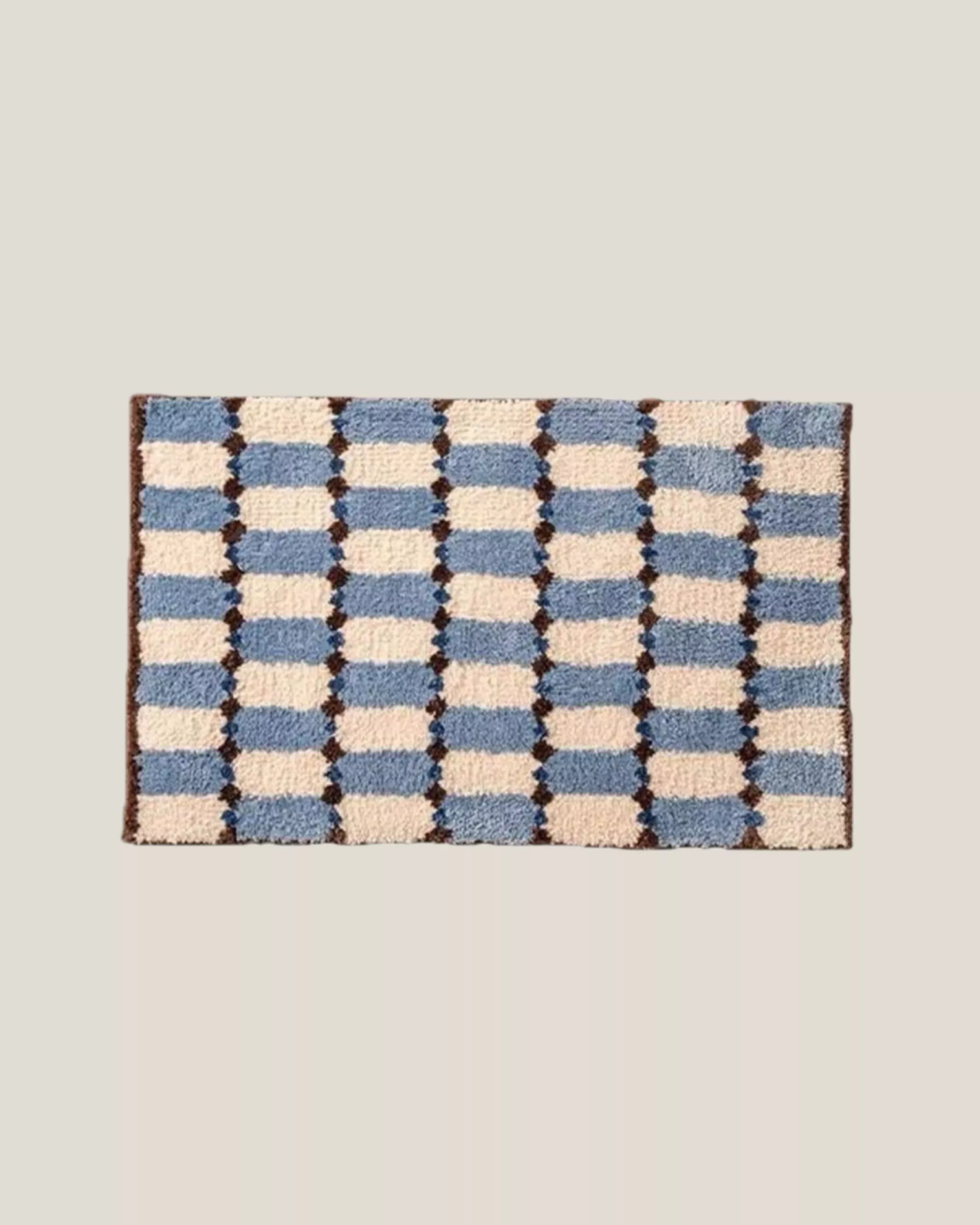 Retro Eclectic Checker Bath Rug, Machine-washable, Ultra Soft & Absorbent
