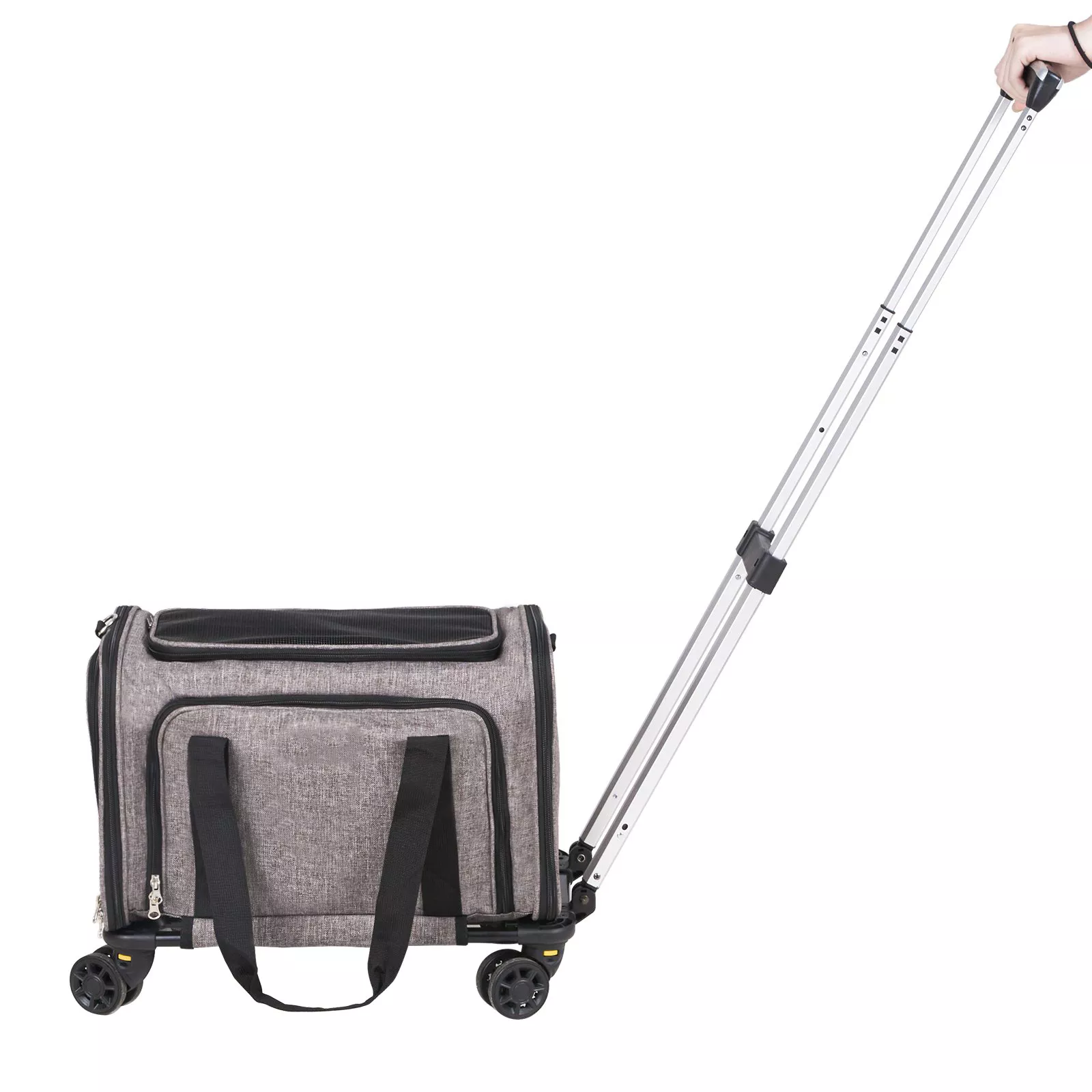 Rolling Pet Carrier with Wheels and Telescopic Handle for Pets
