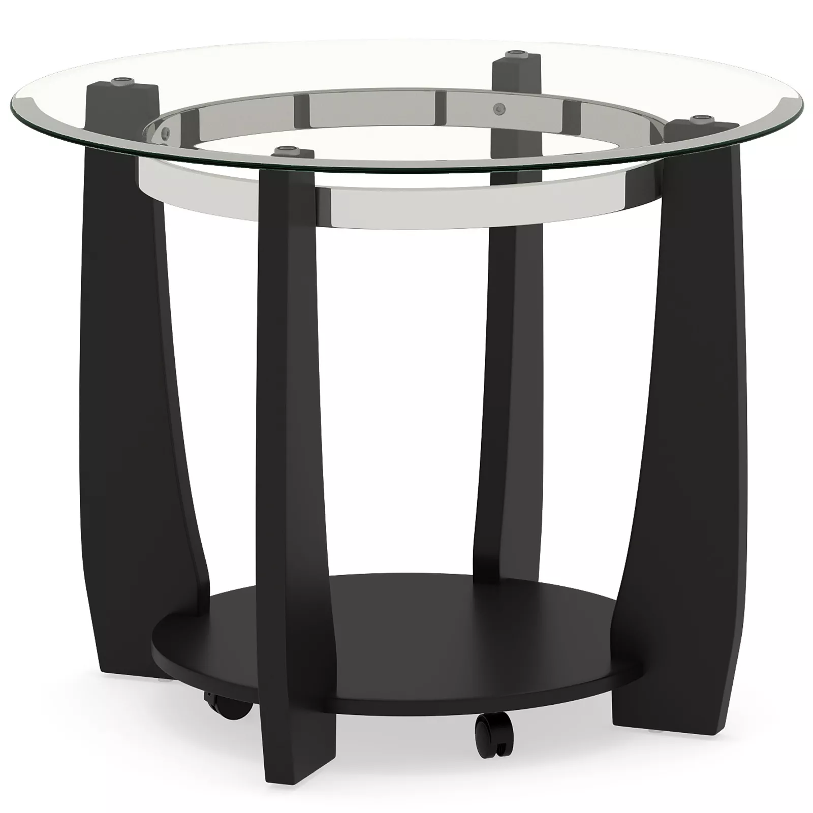 Round Glass Coffee Table with 2 Tiers and Open Storage Shelf