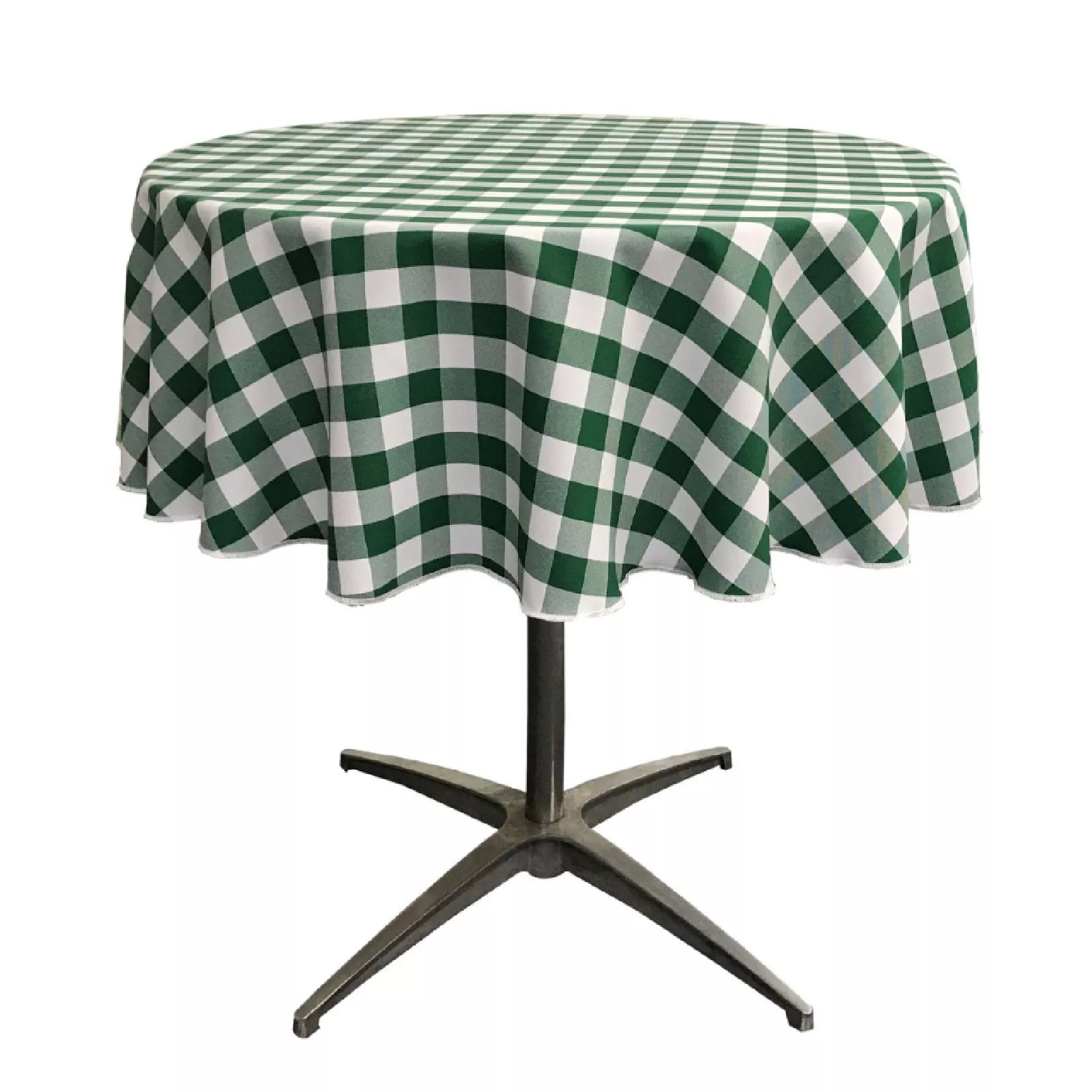 Round Polyester Checkered Tablecloth 51 Inch for Kitchen and Parties