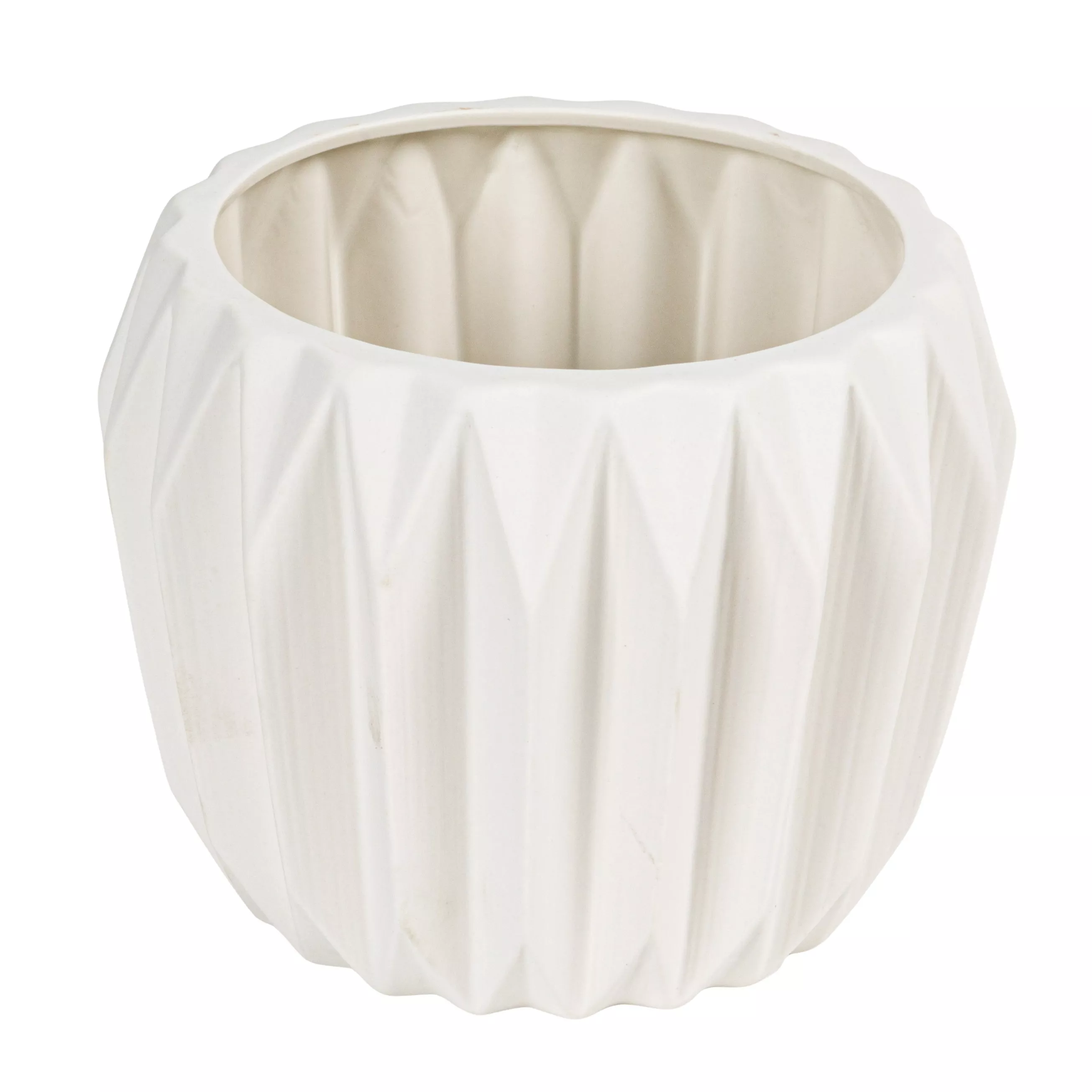 Round Stoneware Fluted Planter