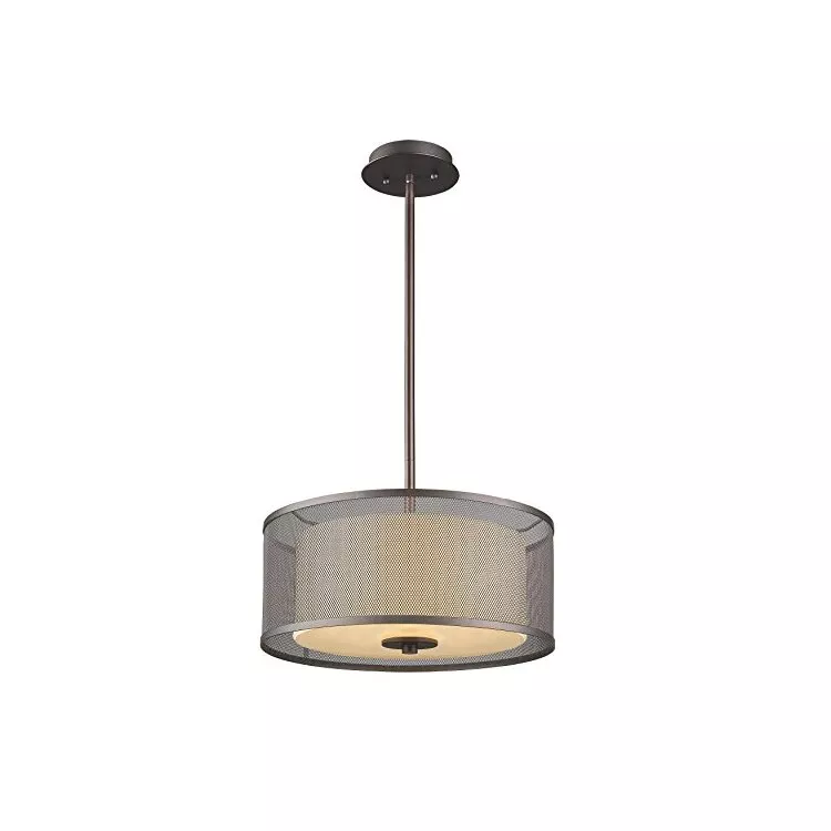 Rubbed Bronze 3 Light Transitional Ceiling Pendant Lighting Fixture 15 Wide - Chloe Lighting