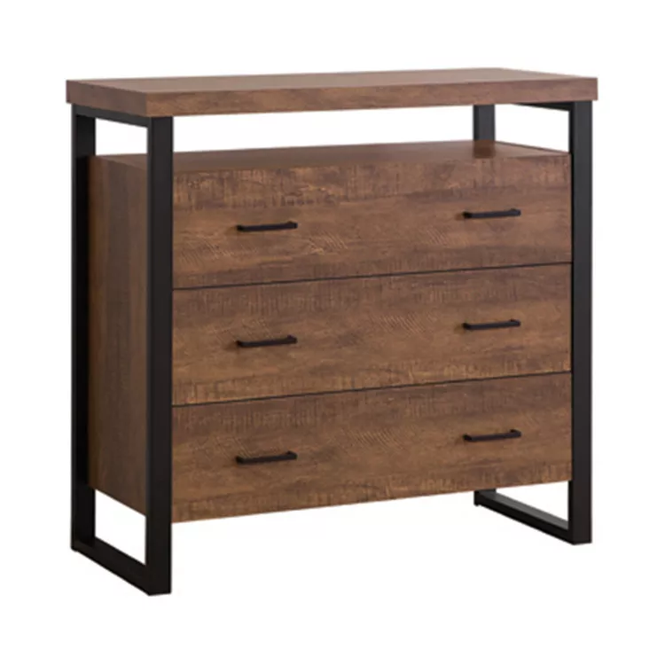 Rustic Amber Accent Cabinet | Black Frame | 3 - Drawer Storage - Coaster