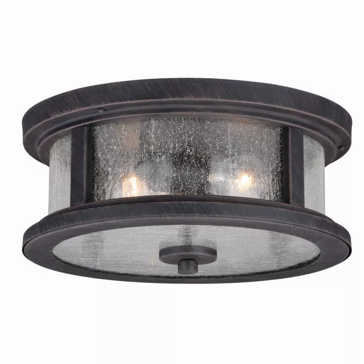 Rustic Bronze Flush Mount Ceiling Light with Clear Glass - Vaxcel
