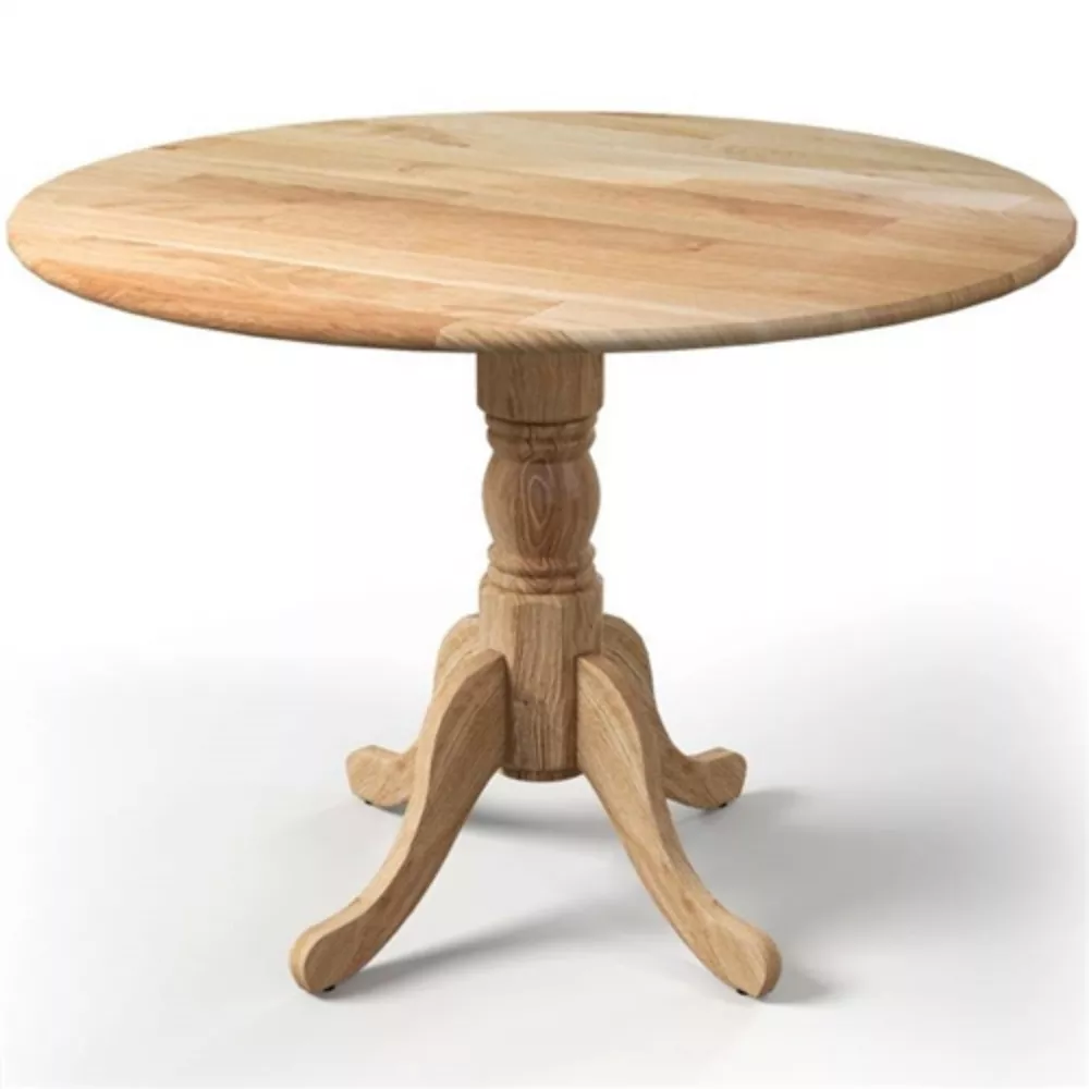 Rustic Farmhouse Solid Wood Round Dining Table – Wooden Finish, Kitchen Table
