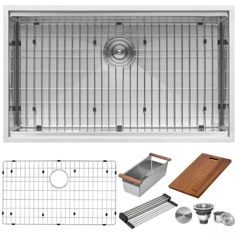 Ruvati 30" Small Radius Stainless Undermount Workstation Kitchen Sink