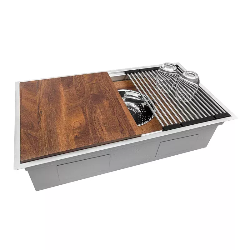 Ruvati 33" Double Ledge Zero Radius Stainless Steel Workstation Kitchen Sink