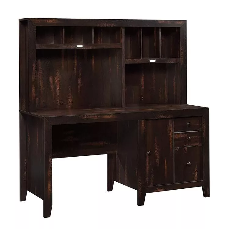 Sauder Dakota Pass Computer Desk with Hutch, Char Pine Finish
