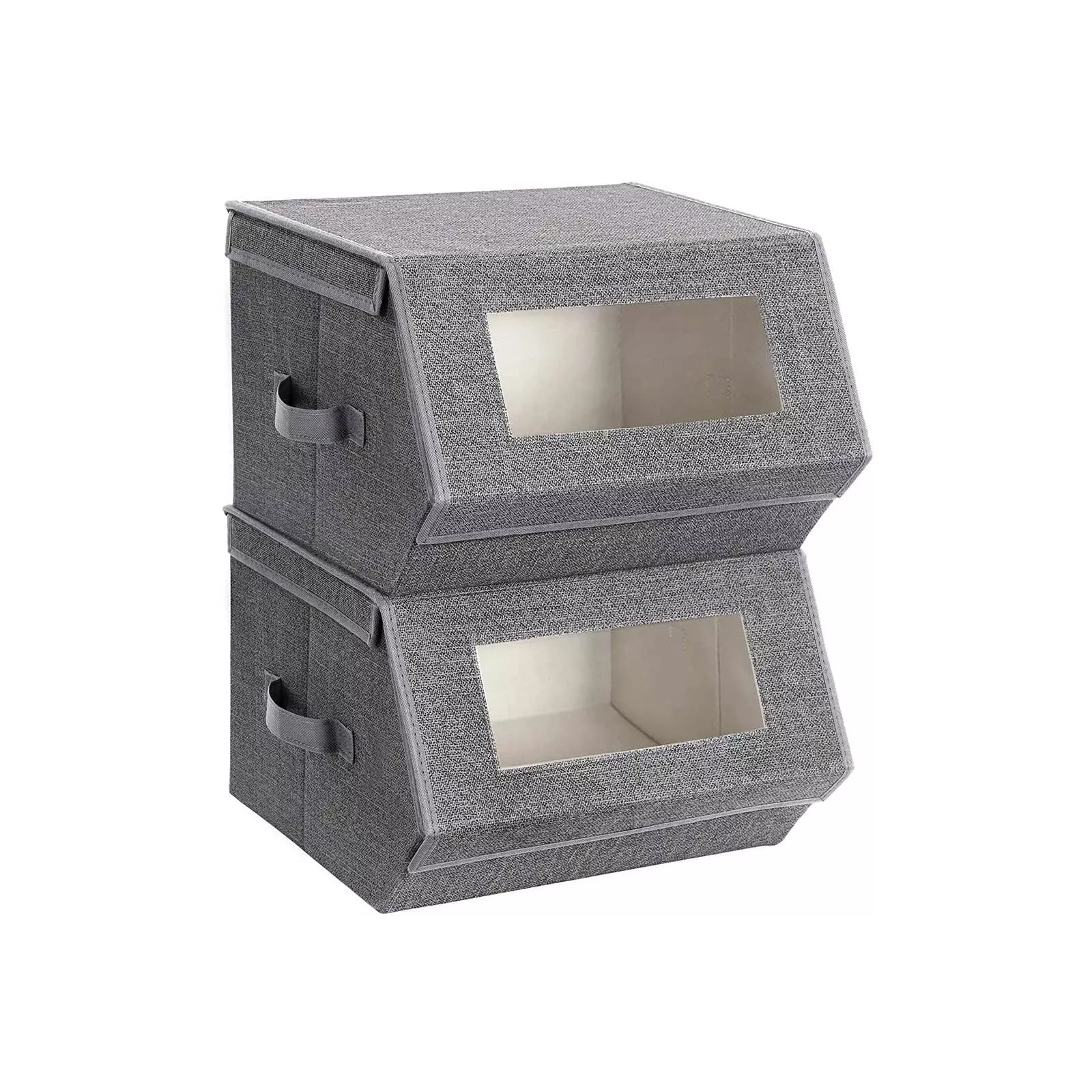 Set of 2 Stackable Plastic Storage Bins with Open Front – Ideal for Pantry, Bathroom, or Office Shelving
