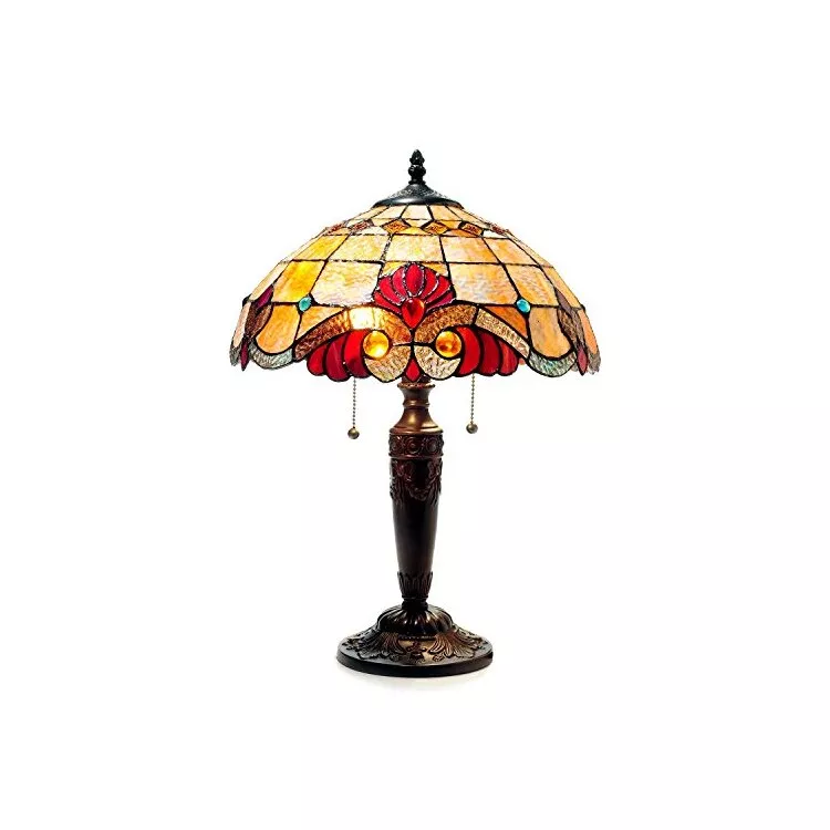 Shelly Tiffany-Style 2 Light Victorian Table Lamp 14.5" Shade