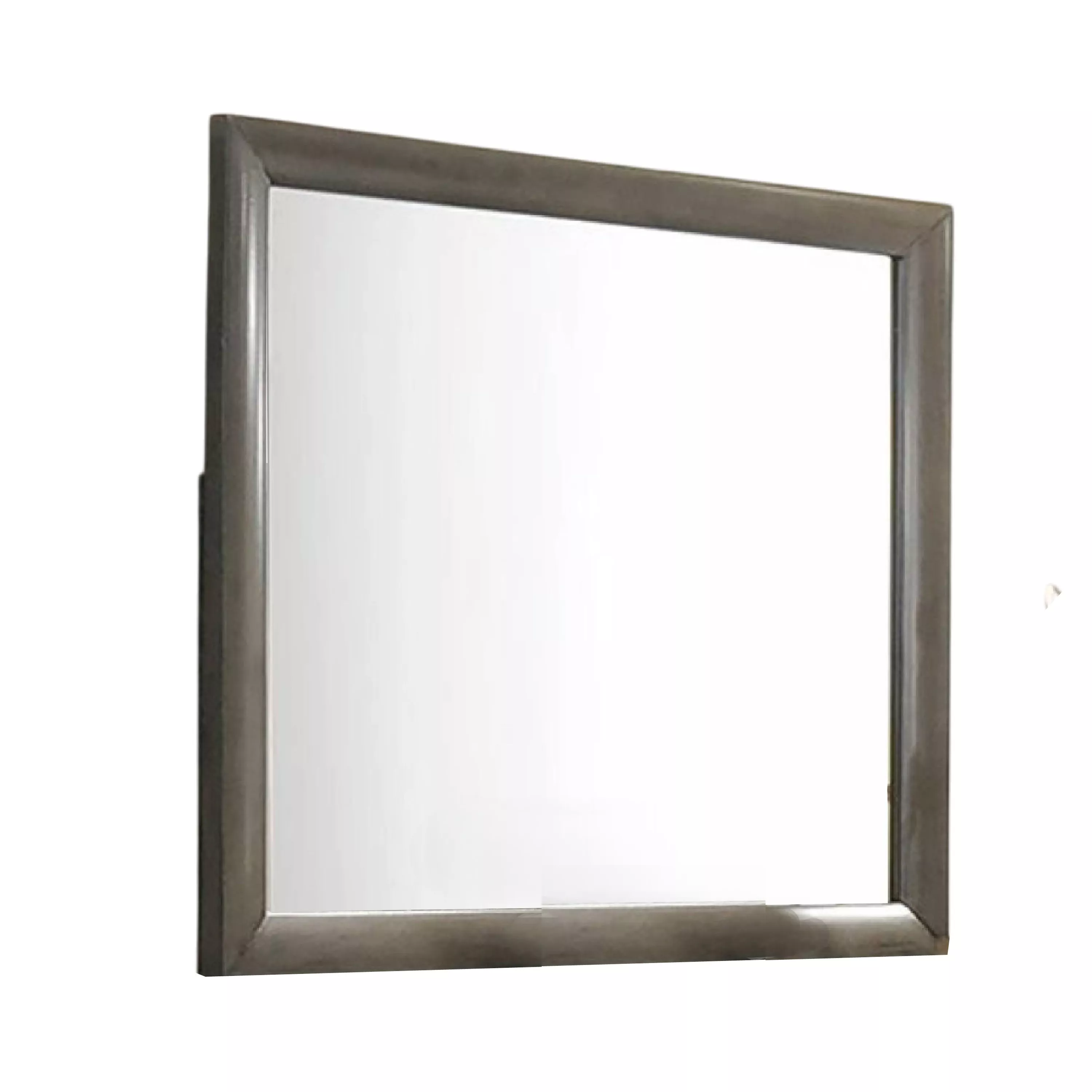 Simo Dresser Vanity Mirror, 40 Inch Modern Dark Gray Solid Wood Frame