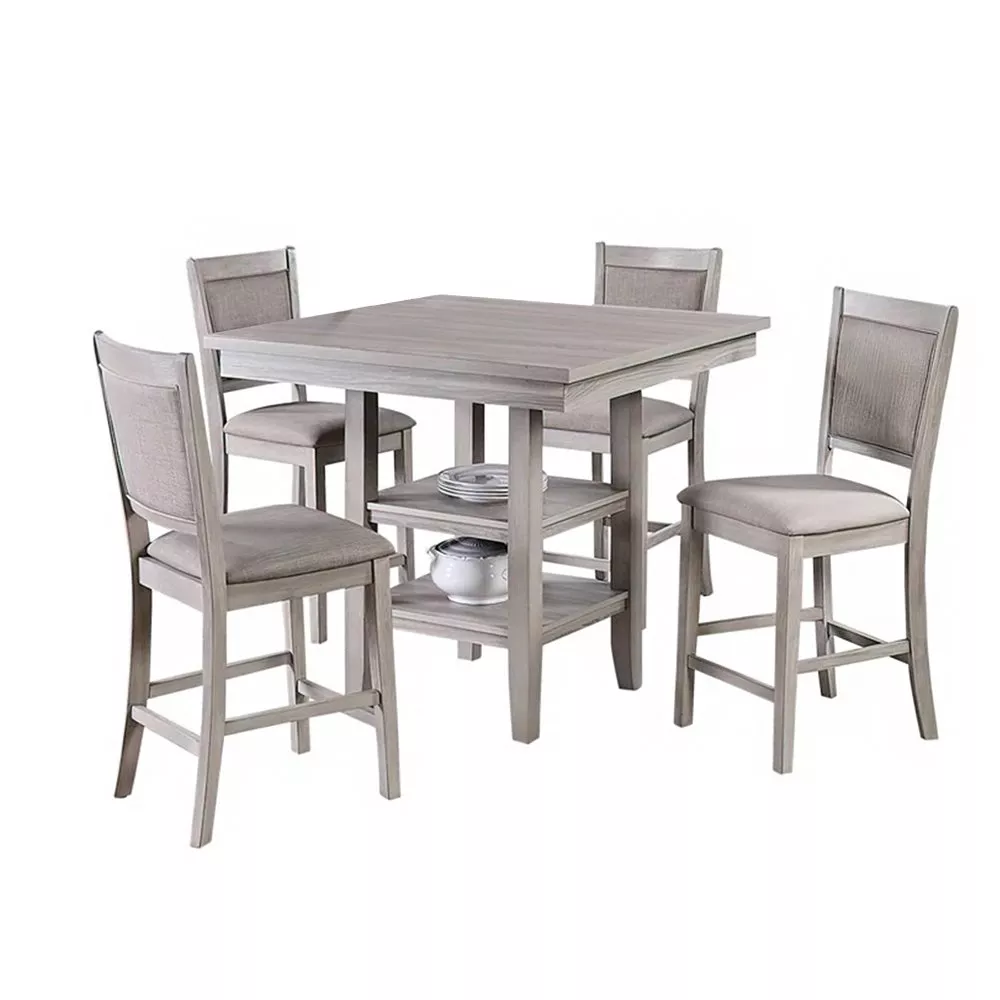 Simple Relax 5 Piece Square Dining Set in Rustic Grey