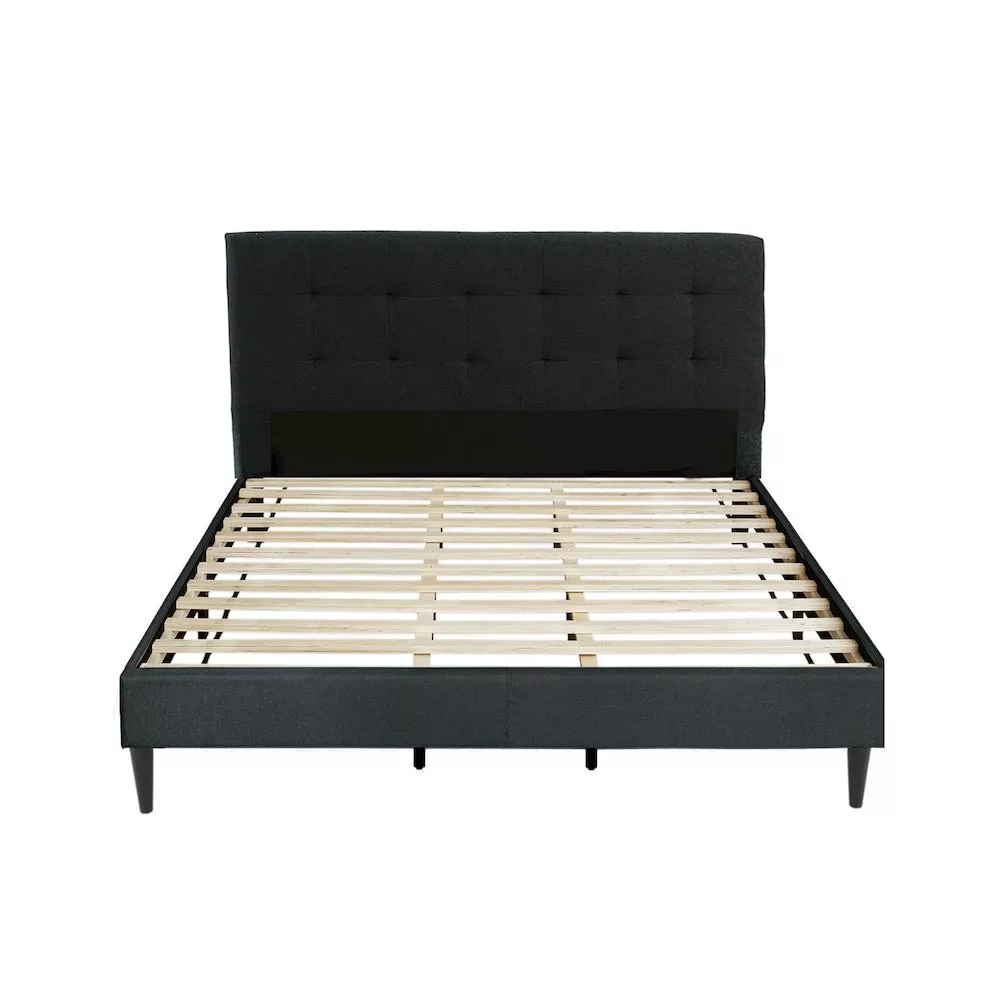 Simple Relax Charcoal Fabric Upholstered Bed, Cal. King Size