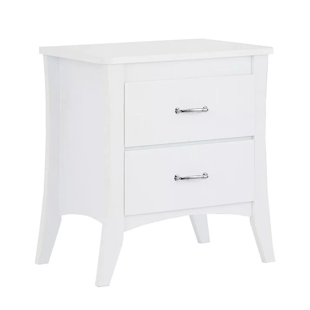 Simple Relax Nightstand with 2 Drawers in White