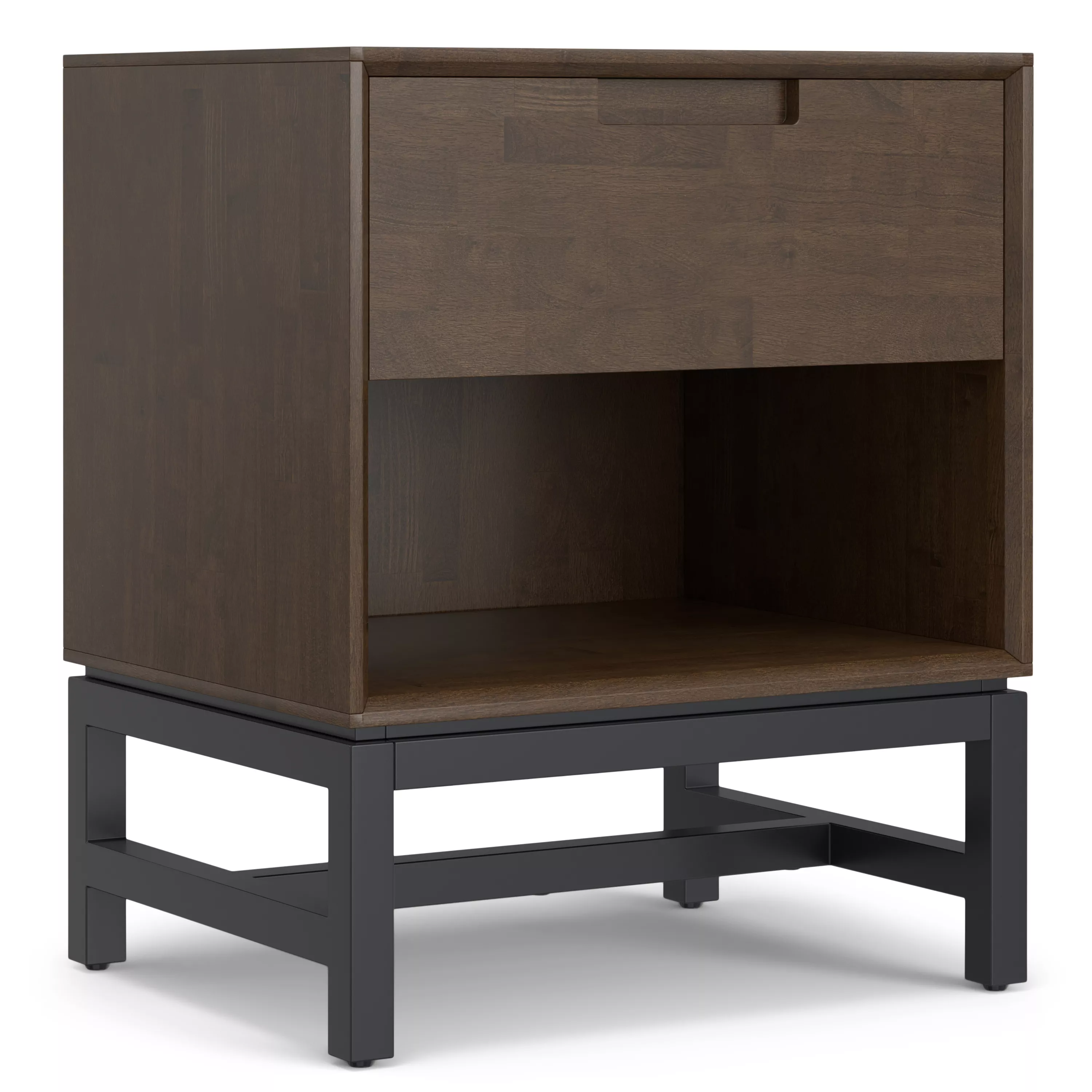 Simpli Home Banting 20W Bedside Table with Top Drawer and Shelf