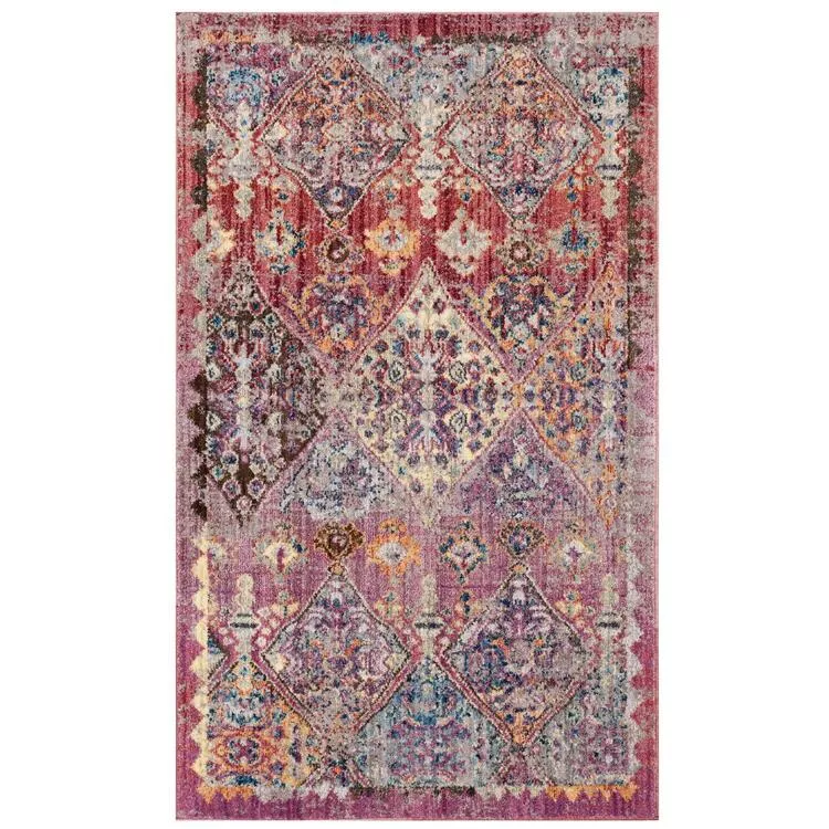 Small Rectangle Power Loomed Rug 3x5 Rose/Multi Polyester Pile - Safavieh