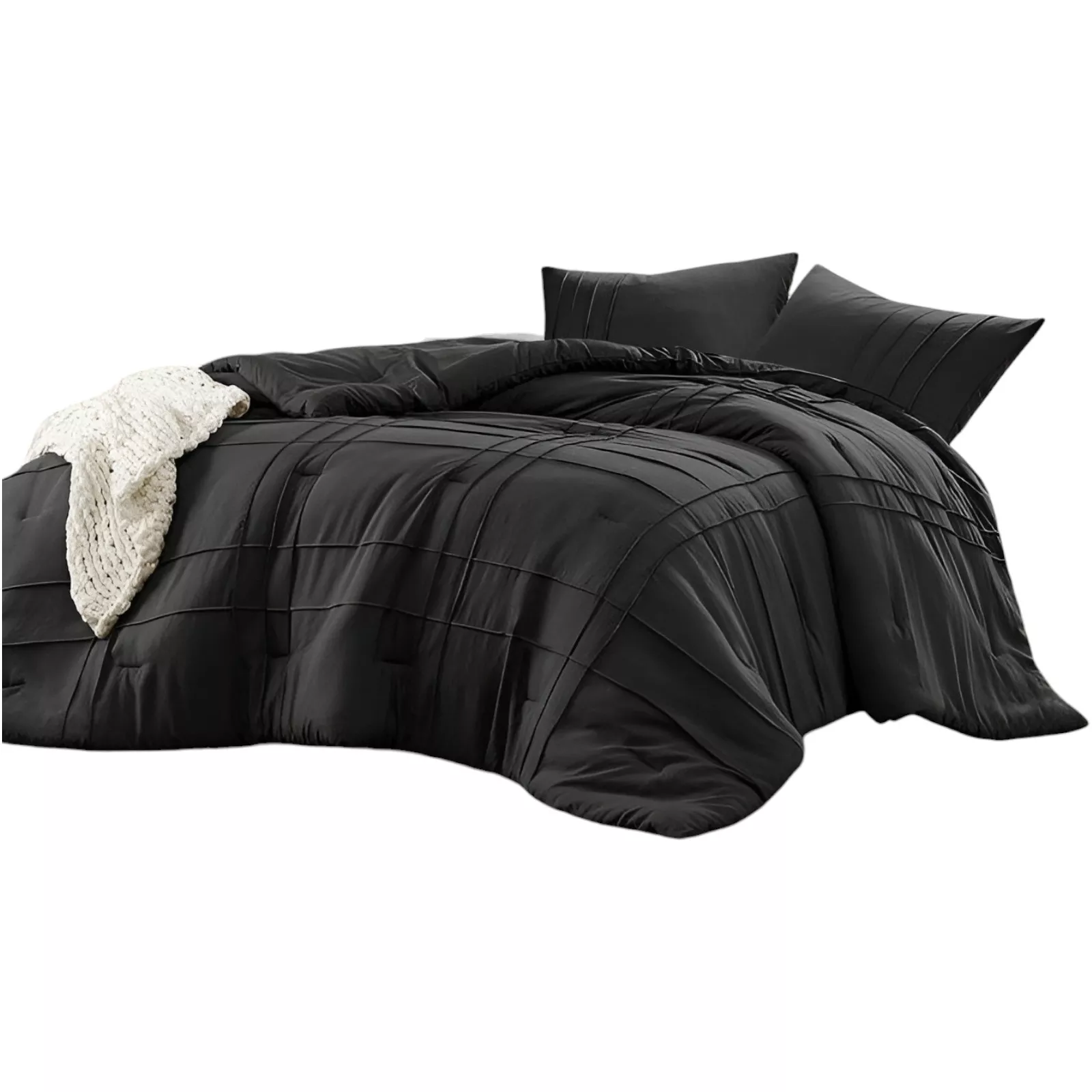 Soft Washed Pleated Comforter – Modern Lightweight Microfiber Bedding
