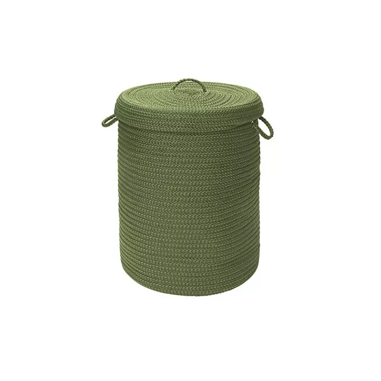 Solid Moss Green Storage Hamper 16x16x24 Inches with Lid - Colonial Mills