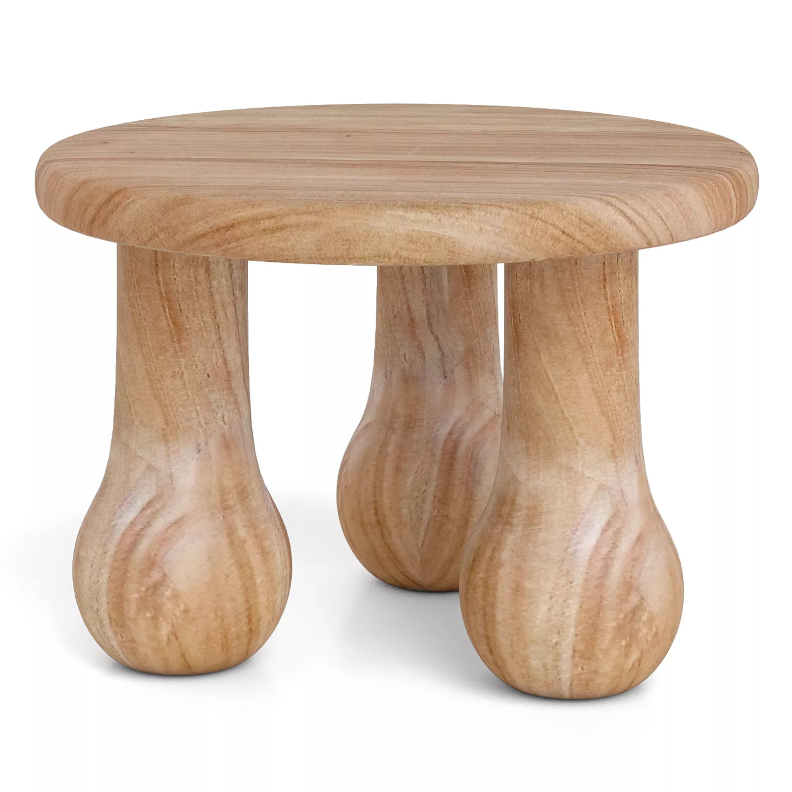 Solid Small End Table with Thick Top and Column Style Legs-Natural