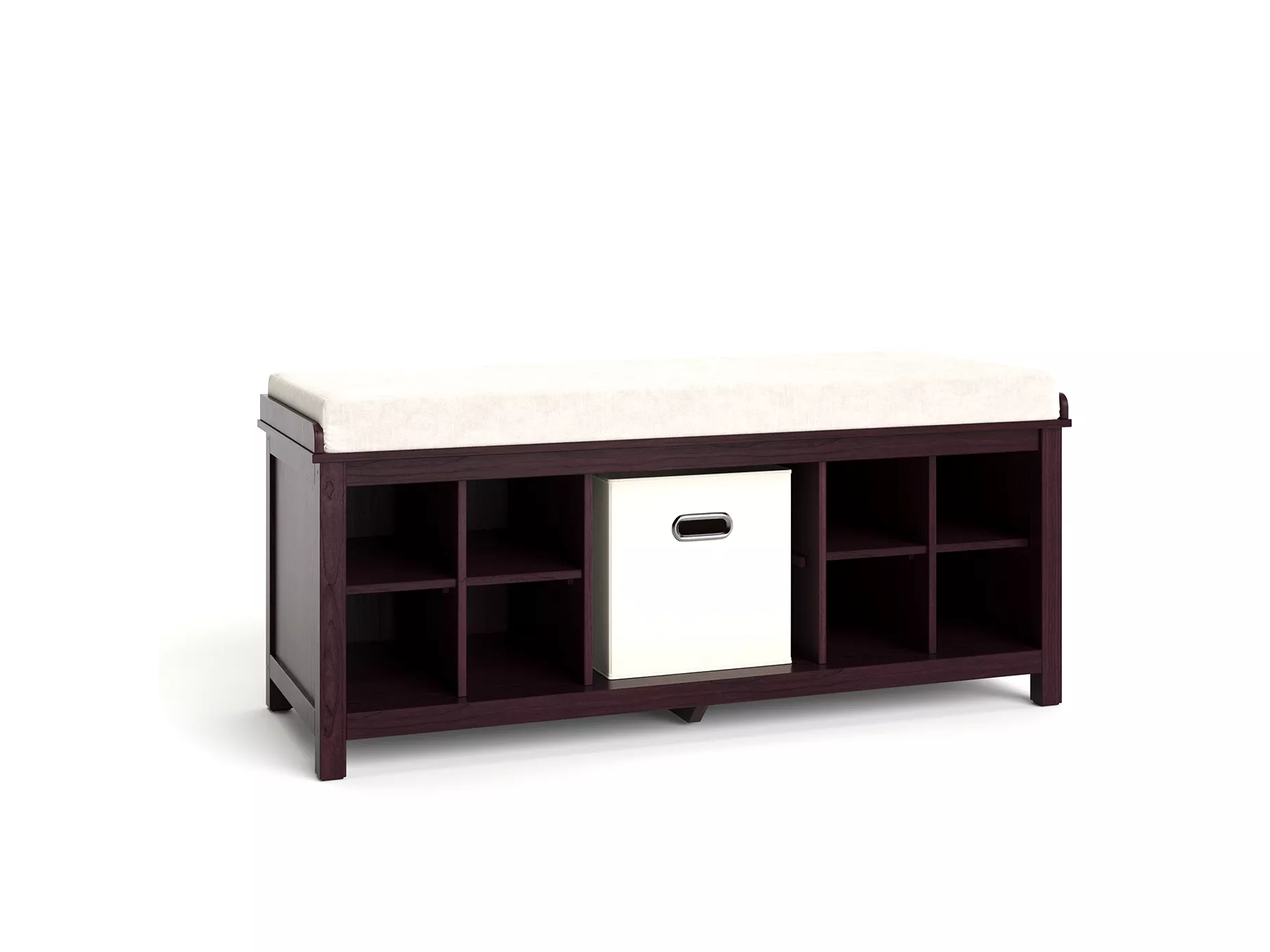 Solid Wood Entryway Bench with 1 Bins and 8 Pair Shoe Divider