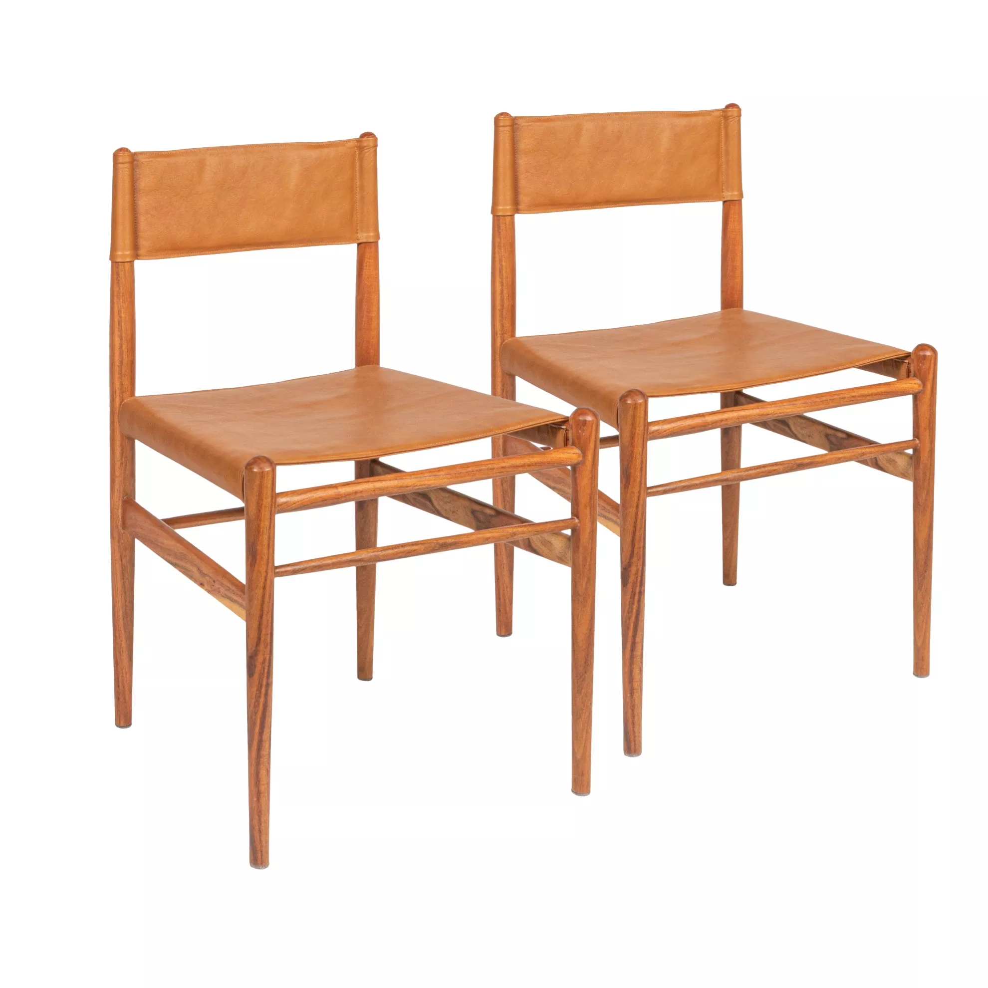 Solid Wood and Leather Dining Chair, Set of 2