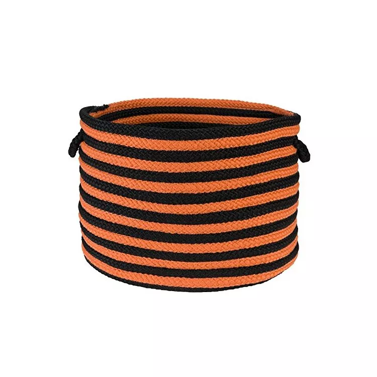 Spunky Stripe Basket Black & Orange 14"x10"
