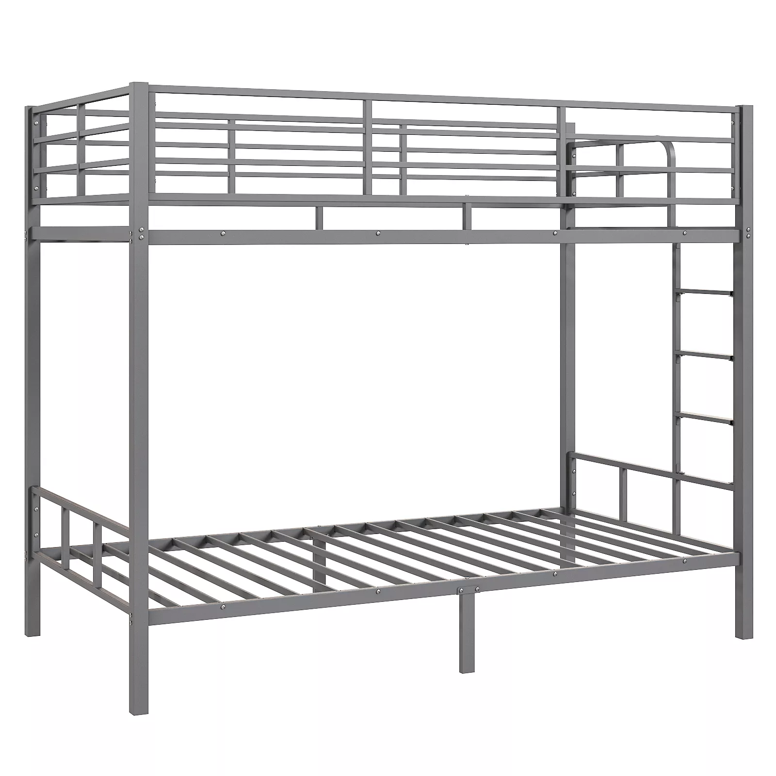 Square Tube Bunk Bed with High Guardrails & Side Ladder – Strong Iron Frame