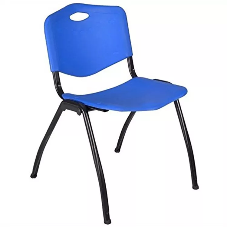 Stacking Chairs Blue Sturdy Plastic Seat Metal Frame 4 Pack - Regency Seating