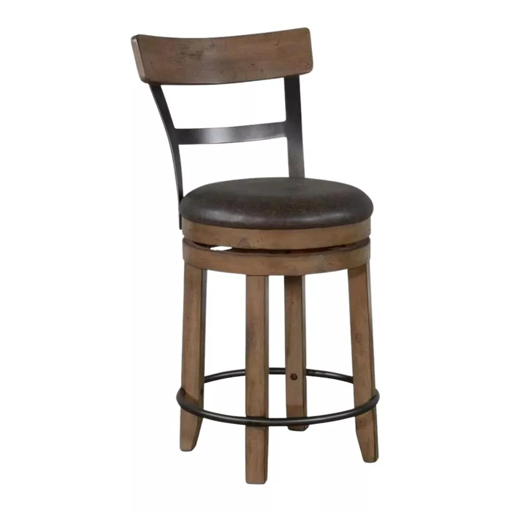 Starlight Canyon Home Beige Solid Wood Swivel Bar Stools, Comfortable Counter Height Stool