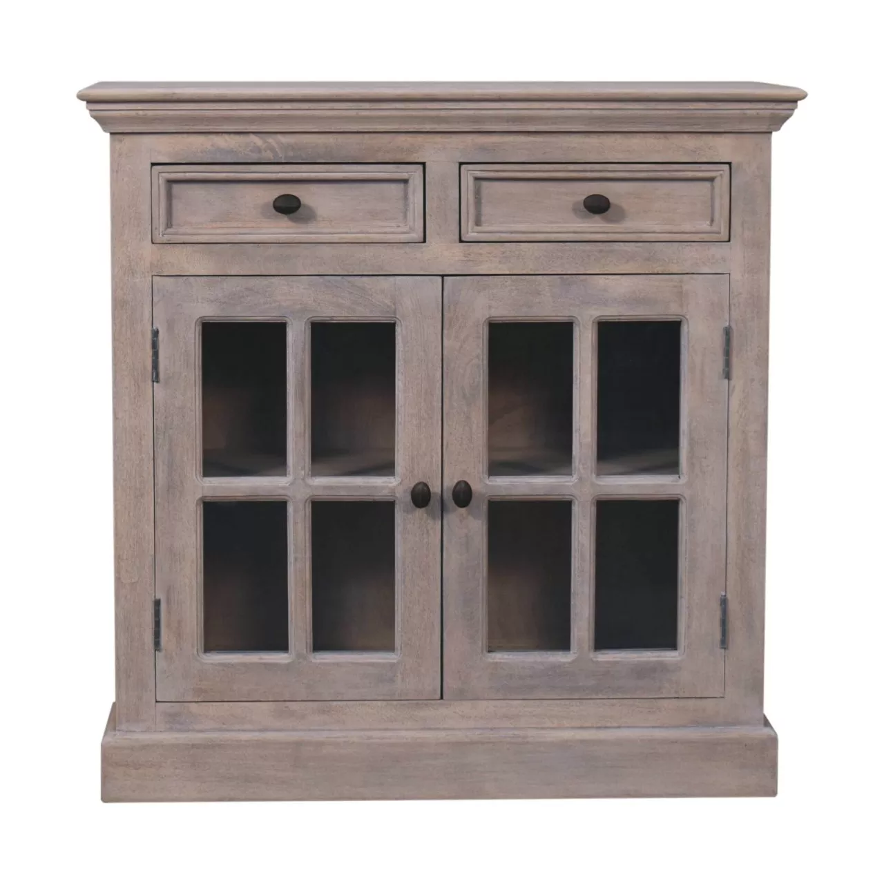 Stone FinishSolid Wood Cabinet with Glazed Doors
