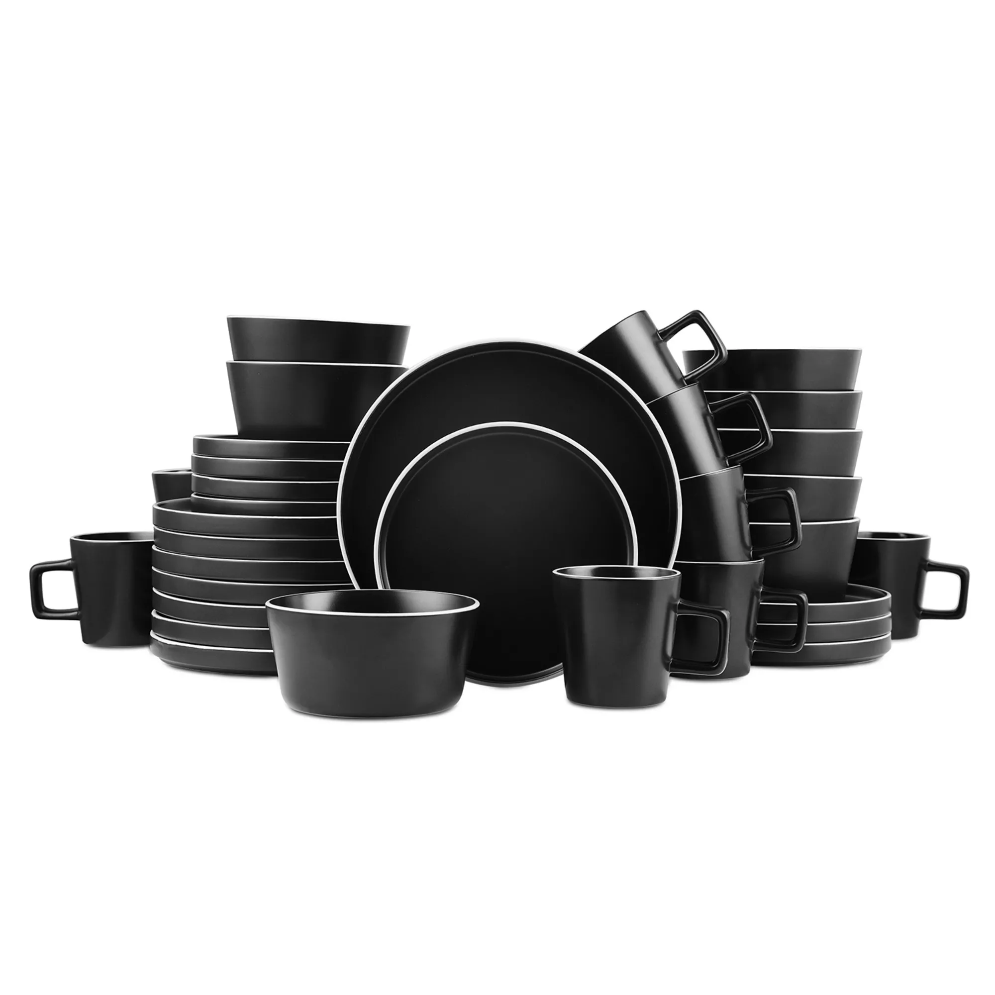 Stone Lain Allison Stoneware 32 Piece Dinnerware Set, Black