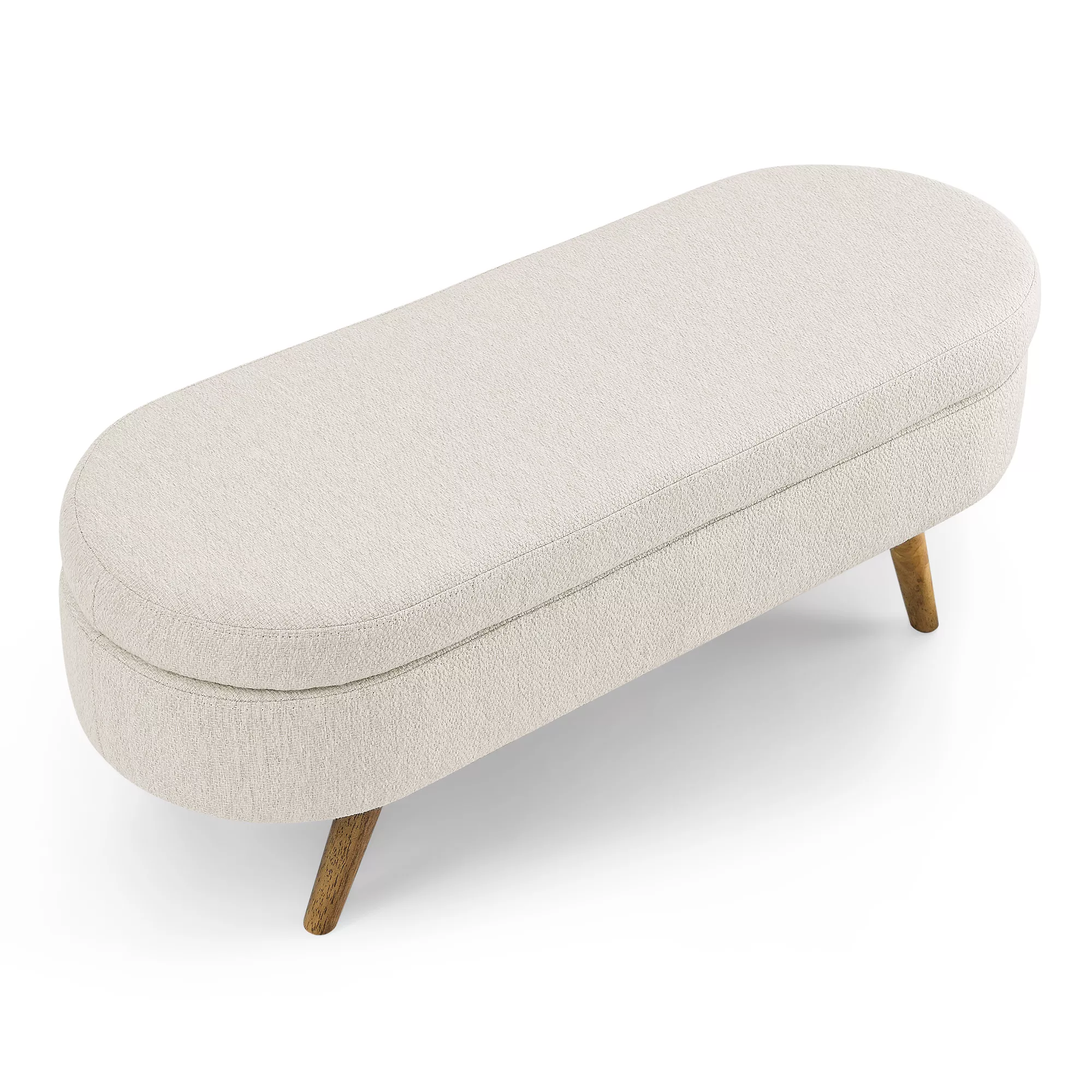 Streamdale Ottoman Oval Storage Bench, Rubberwood Legs