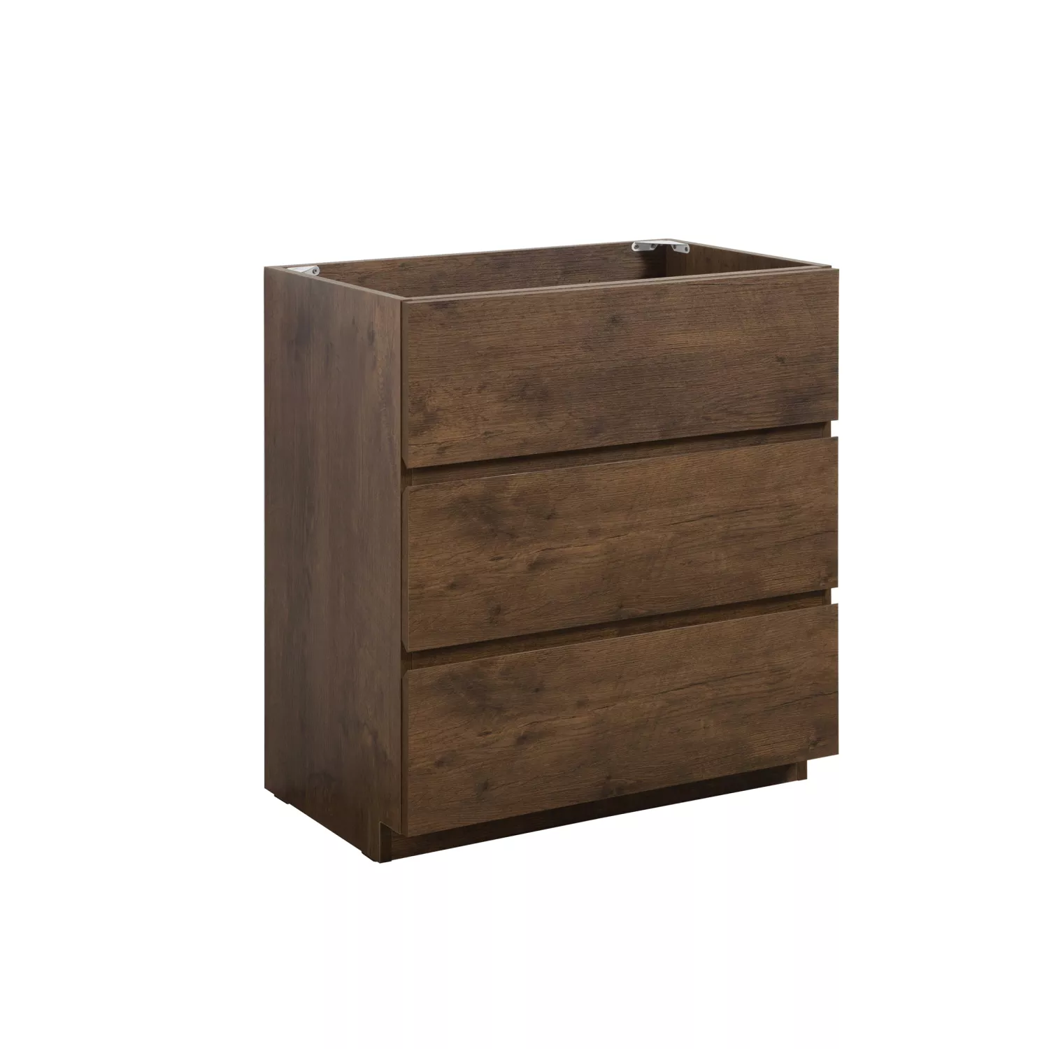 Streamdale Walnut Floor Cabinet with 3 Drawers, Pre-Assembled