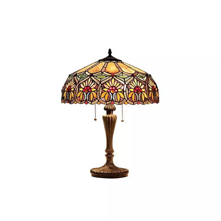 Sunny Tiffany-Style 2 Light Floral Table Lamp 18" Shade
