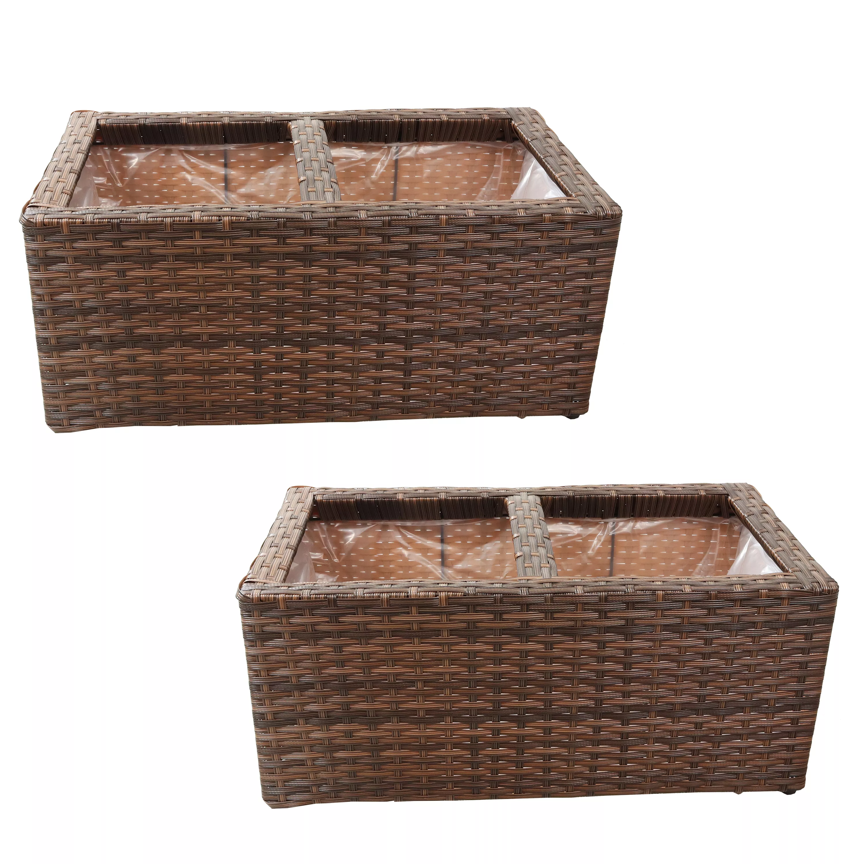 Sunnydaze 2-Section Polyrattan Rectangle Planter Boxes