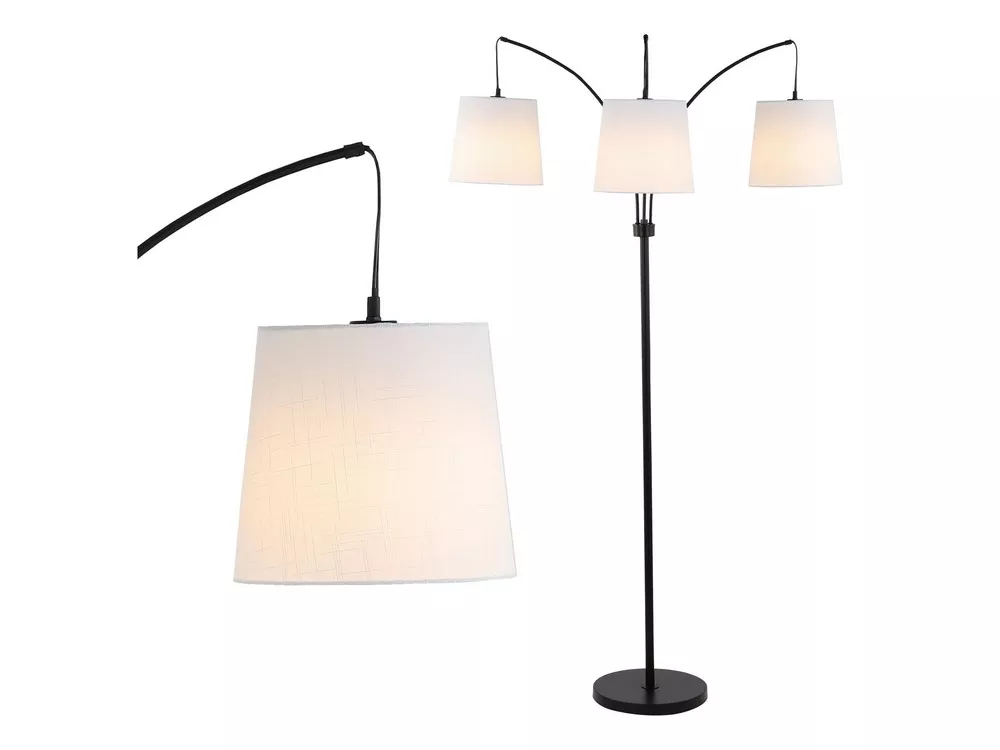 Sylva 3-Light Mid-Century Modern Head-Adjustable Iron LED Arc Floor Lamp