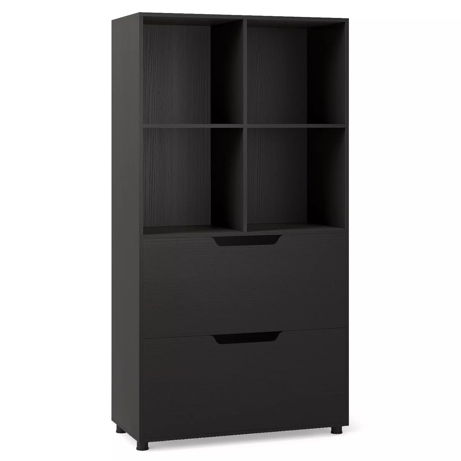Tall 4 Cube Bookcase with 2 Drawers Freestanding Bookshelf Organizer