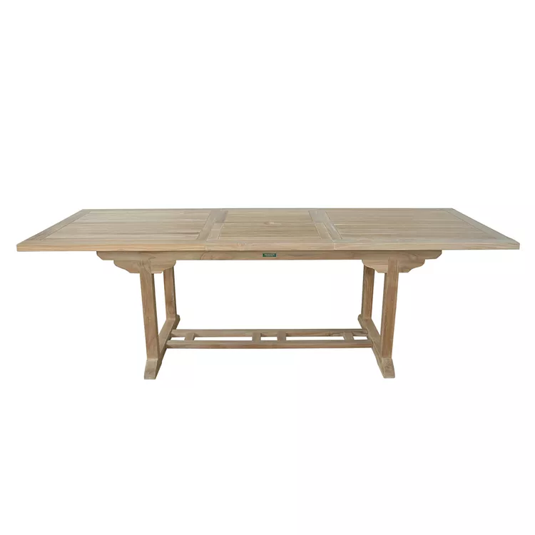 Teak Outdoor Rectangle Extension Table with Pop-Up Leaf & Storage