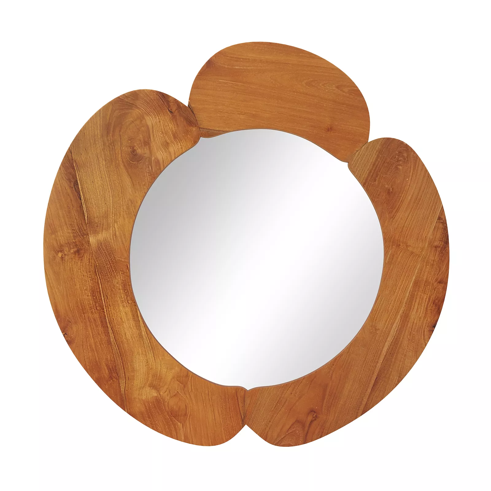 Teak Wood Framed Hanging Vanity Mirror, Rustic Wall Decor-Natural