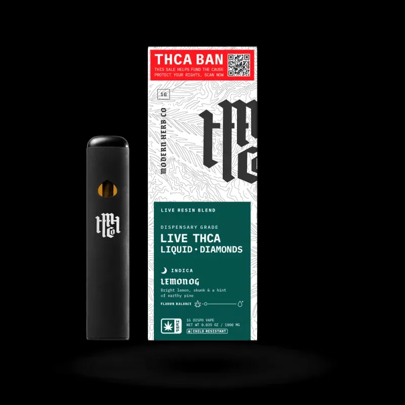 THCa Disposable Live Resin Liquid Diamonds: Lemon OG (Indica) - 1g