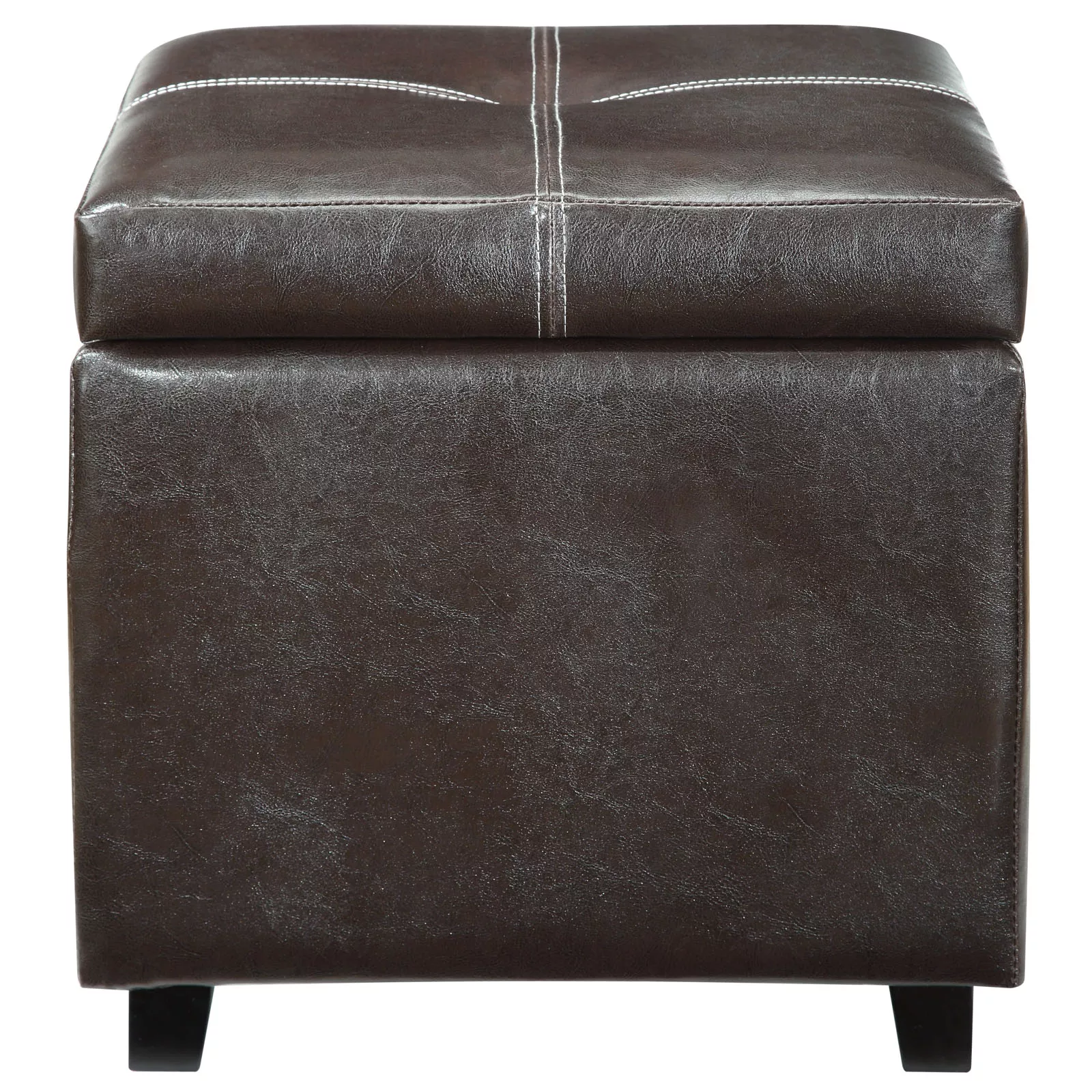 Treasure Upholstered Vinyl Ottoman Brown EEI-814-BRN