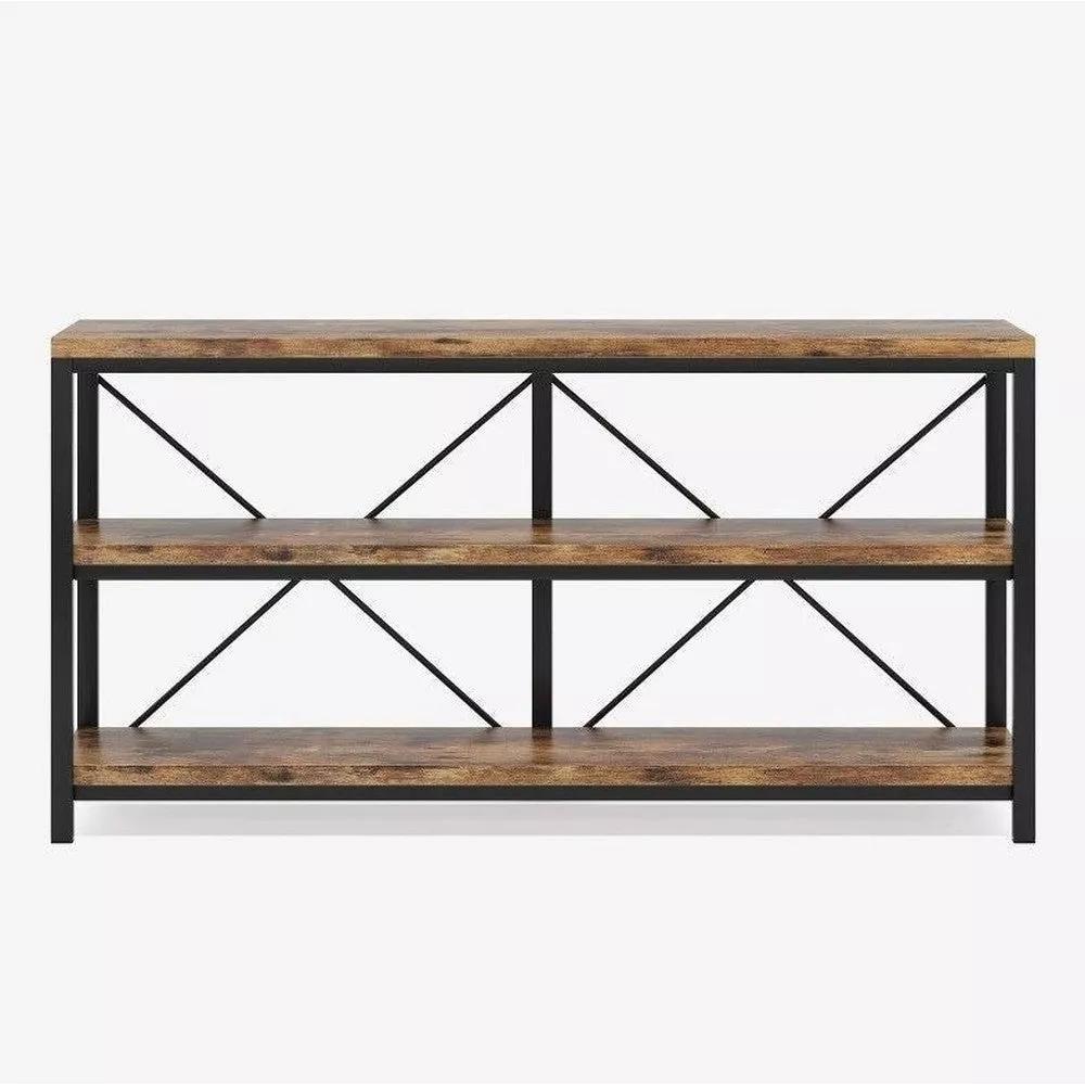 Tribesigns Rustic 3-Tier Console Table with Storage Shelves