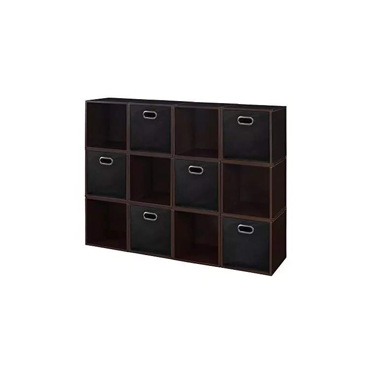 Truffle Black Storage Cubes Set - 12 Cubes & 6 Canvas Bins - Regency Seating