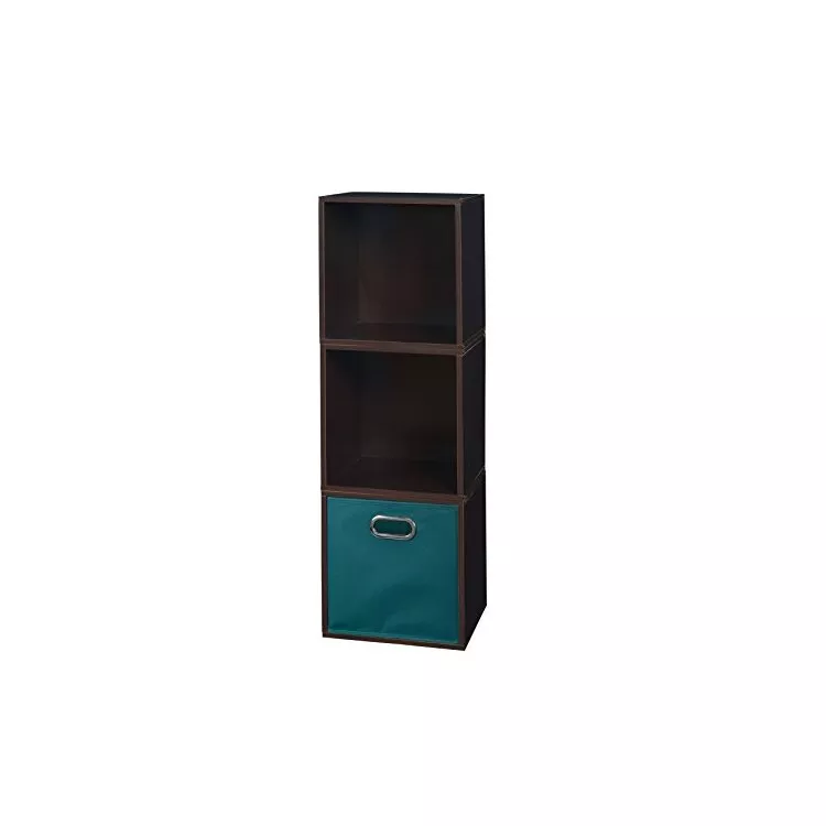 Truffle/Teal Storage Cubes and Canvas Bin Set 3 Piece Organization System - Regency Seating